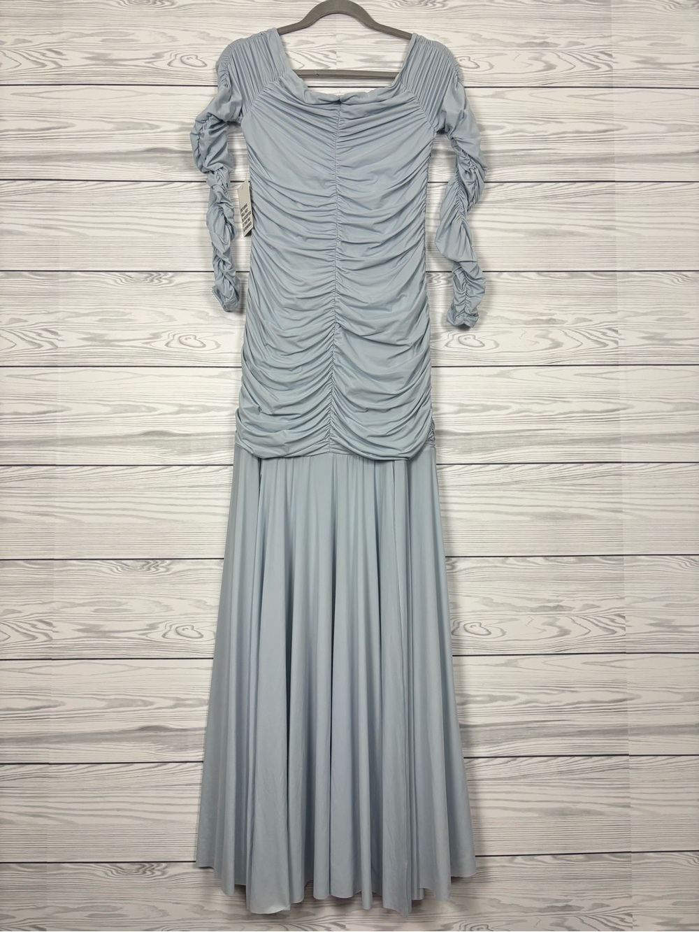 Bumpsuit maternity airbrush off the shoulder dress size large NWT Powder blue - Picture 2 of 10